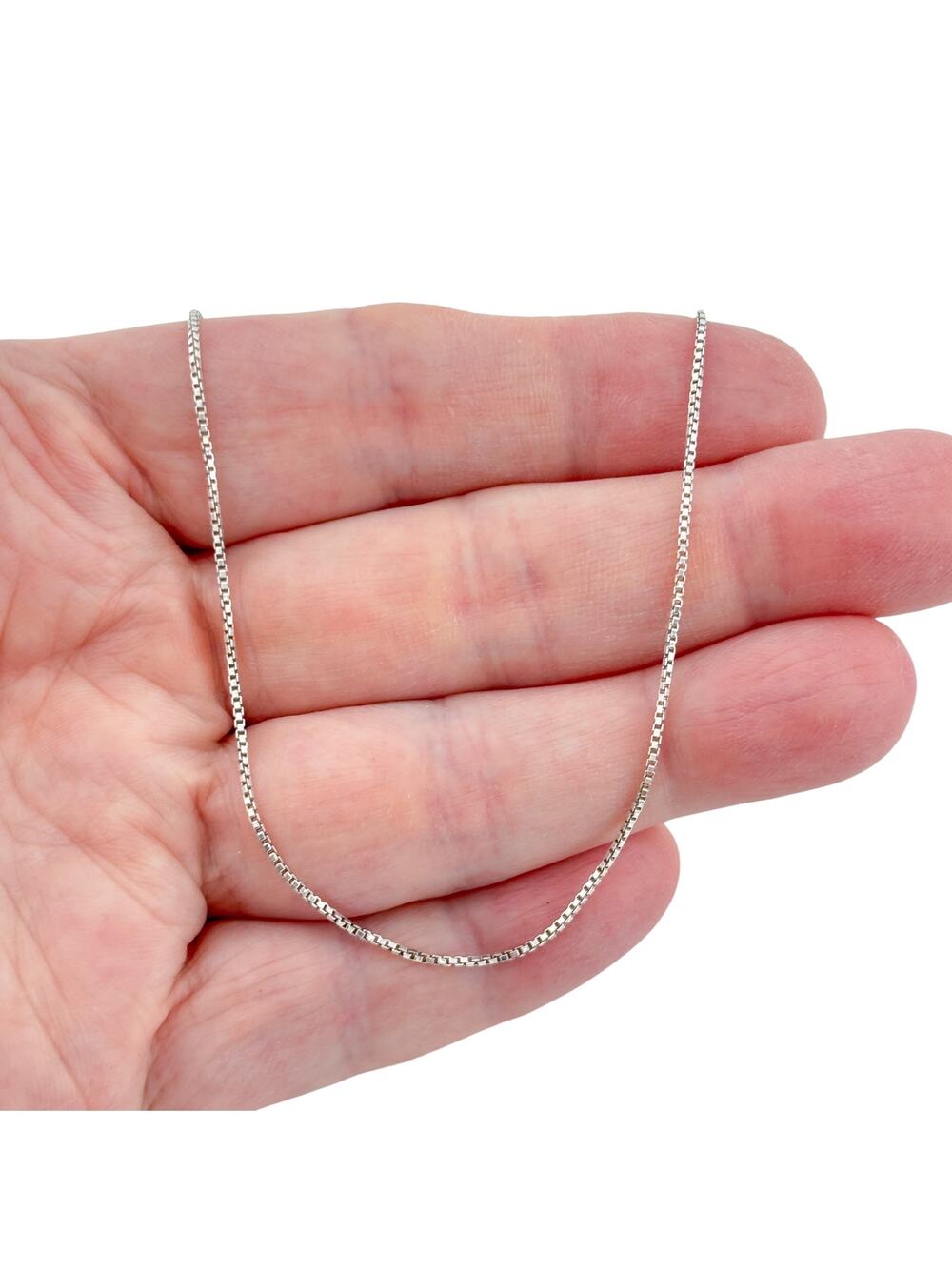 Vintage Italian Sterling Silver 925 Box Link Chain Necklace 16" - Picture 1 of 8